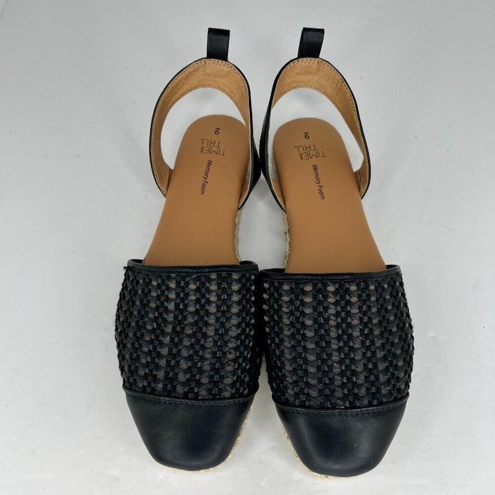 Time & Tru Womens MTT23FM012 Black Beige Memory Foam Size 9 Slingback Sandals - Picture 4 of 10